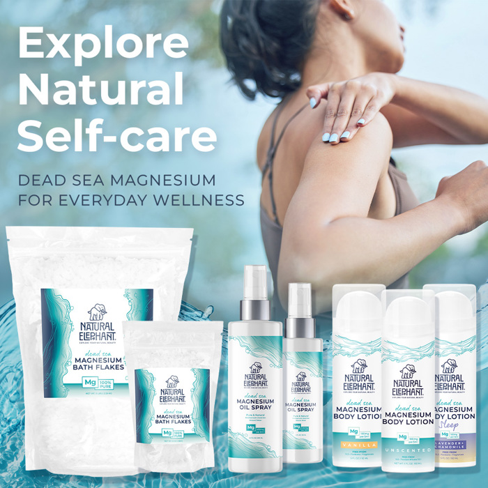 Natural Elephant Dead Sea Magnesium Oil Spray and Bath Flakes Set