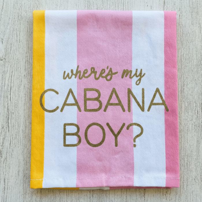 Where's My Cabana Boy Tea Towel in Multicolor Stripes | Cotton Kitchen Hand Dish Cloth | 28" x 18"