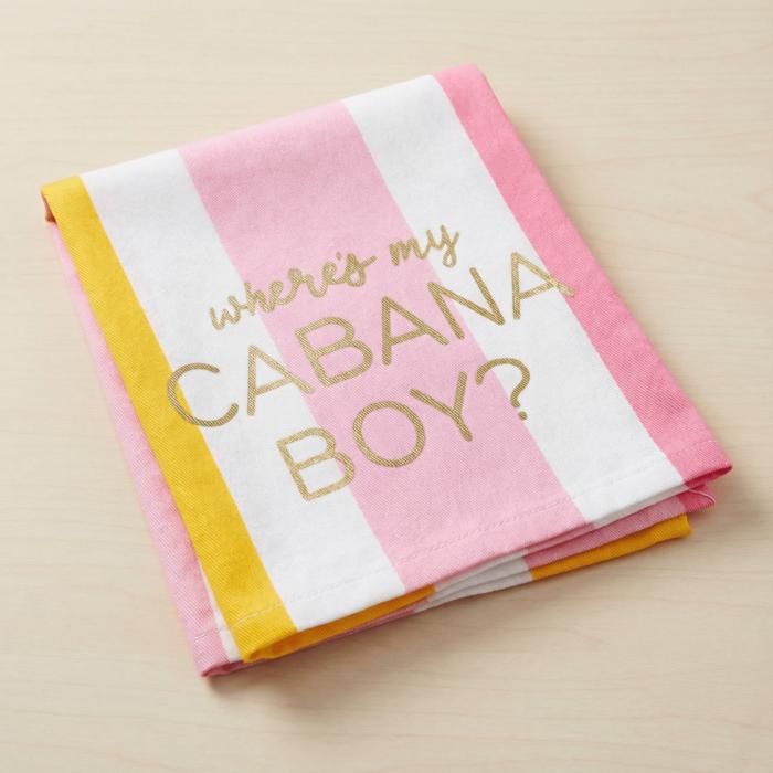 Where's My Cabana Boy Tea Towel in Multicolor Stripes | Cotton Kitchen Hand Dish Cloth | 28" x 18"
