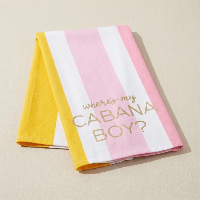 Where's My Cabana Boy Tea Towel in Multicolor Stripes | Cotton Kitchen Hand Dish Cloth | 28" x 18"