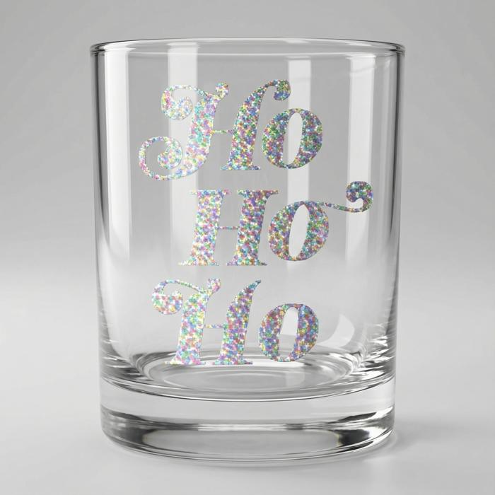 Ho Ho Ho Double Old Fashioned Glass | Festive Holiday Cocktail Whiskey Glass | 12oz
