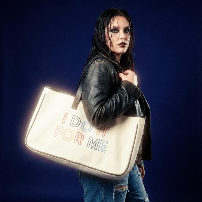 I Do It For Me Large Rectangular Tote Bag | Genuine Leather Handles