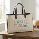 I Do It For Me Large Rectangular Tote Bag | Genuine Leather Handles