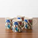  Boxed Gift Set of 4 Handmade Mugs - Turkish Flowers, Hand Painted