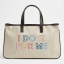  I Do It For Me Large Rectangular Tote Bag | Genuine Leather Handles
