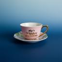  She's Whiskey in a Tea Cup and Saucer Set in Pink and Floral