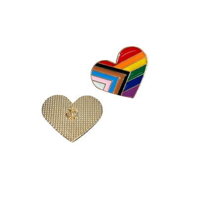 LGBTQ Progress Pride Heart Shaped Enamel Pin