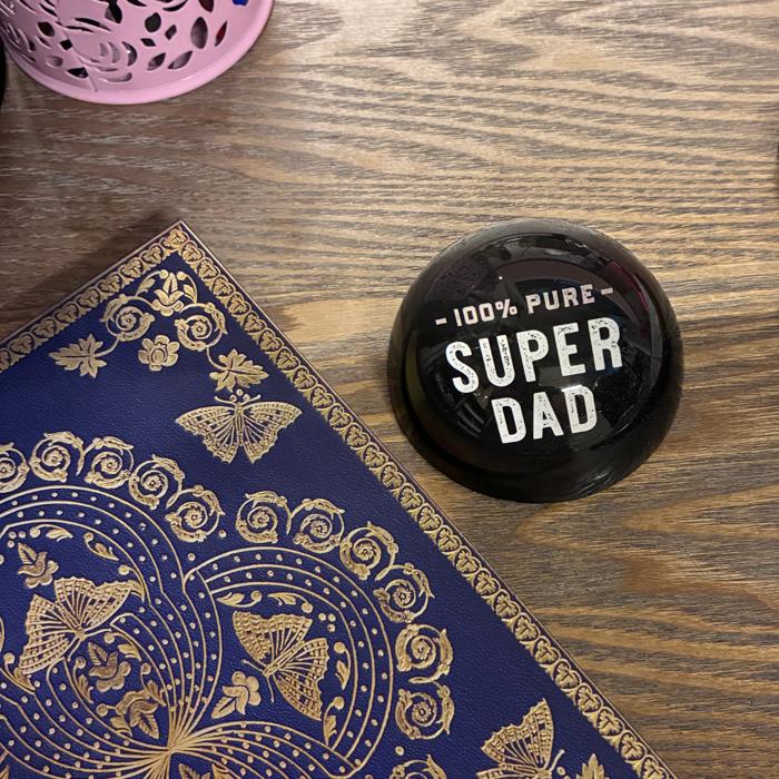 100% Pure Super Dad Glass Dome Paperweight In a Gift Box