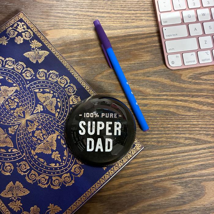 100% Pure Super Dad Glass Dome Paperweight In a Gift Box