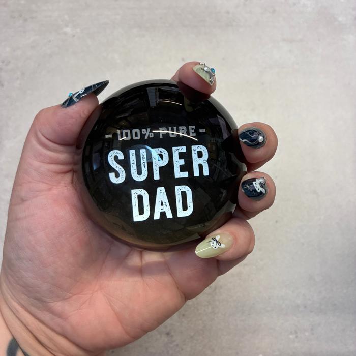 100% Pure Super Dad Glass Dome Paperweight In a Gift Box