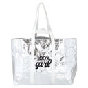  Extra Large Wrinkle Carry-All Tote Bag in Metallic Silver or Black Shine