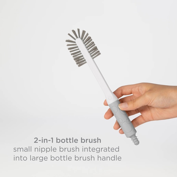 Ubbi On-The-Go Baby Bottle Drying Rack and Brush Set Travel Case in Gray