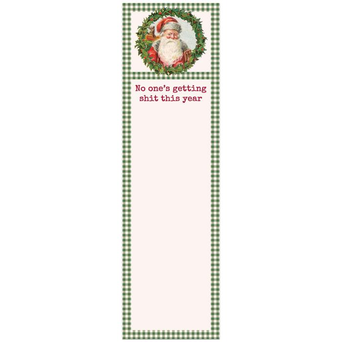 This Year Magnetic List Pad Santa in a Wreath | Seasonal Notepad