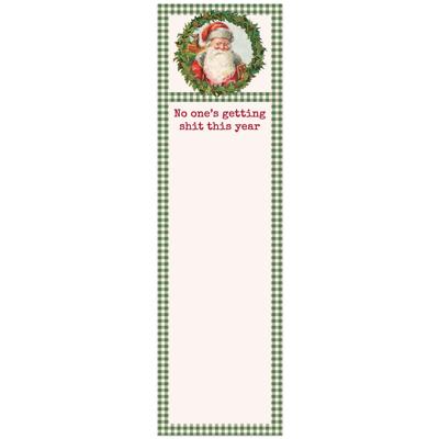 This Year Magnetic List Pad Santa in a Wreath | Seasonal Notepad