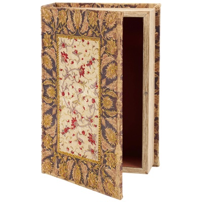 Embellished Floral Book Box | Decorative Vintage Book Shaped Storage Stash Trinket Boxes