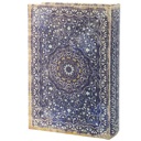  Blue Medallion Book Box | Decorative Vintage Book Shaped Storage Stash Trinket Boxes