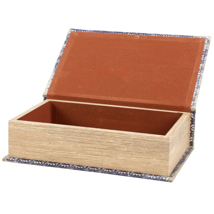 Blue Medallion Book Box | Decorative Vintage Book Shaped Storage Stash Trinket Boxes