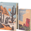  American West Book Box Set of 2 | Vintage Book Shaped Storage Stash Trinket Boxes