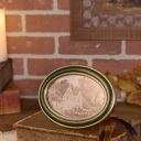  Cottage Farm Framed Art | Vintage Style Oval Shaped Desk Room Home Decor | 7.25" x 5"