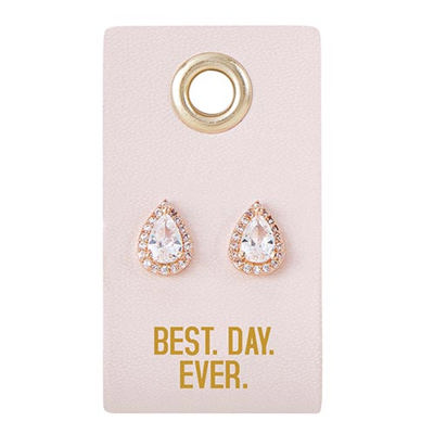 Best Day Ever Stud Love Wedding Earrings | Teardrop  Bridal Jewelry