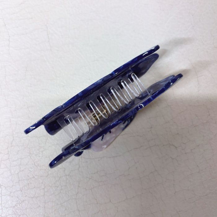 Nude Woman Riding a Bear Hair Claw in Marbled Blue | Claw Clip Hair Accessories