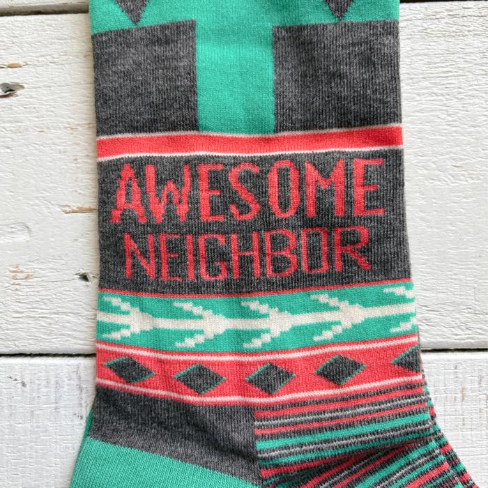 Awesome Neighbor Socks | Unisex Funny Gift Socks | Novelty Crew Socks | Gift for Her