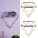  Set of 2 Diamond Floating Metal Wall Shelf, Gold Frame Minimalist Decor | Books Plants Shelf 16"L x 6"W x 15.25"H