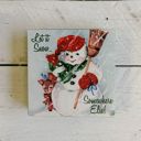  Let It Snow Somewhere Else Wooden Block Sign | Christmas Theme Square Desk Wall Decor Display | 4" x 4"