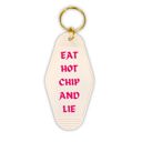 Eat Hot Chip and Lie Vintage Style Motel Keychains with Funny Sayings in 30+ Styles