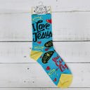 I Love Jesus But I Cuss a Little Funny Sayings Socks - Cozy Giftable Women's Crew Socks