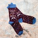 Single and Ready to Mingle Funny Sayings Socks - Cozy Giftable Women's Crew Socks