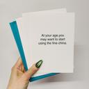 Birthday Fine China 6 Pack Greeting Cards Cute and Funny Sayings Minimalist White Cards with Envelopes Blank Inside