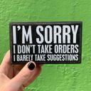 Barely Take Suggestions Cute and Funny Graphic Wooden Box Signs with Sayings for Gallery Walls