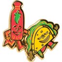 Together Like Tacos & Hot Sauce Cute Enamel Pins on Giftable Cards - 20+ Styles Available