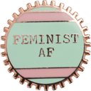 Feminist AF Pink and Green Stripes Cute Enamel Pins on Giftable Cards - 20+ Styles Available