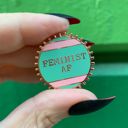 Feminist AF Pink and Green Stripes Cute Enamel Pins on Giftable Cards - 20+ Styles Available