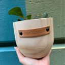 Late Bloomer Wood Planters with Cute Sayings on Leather Tags: Late Bloomer, Flower Power, I Will Survive