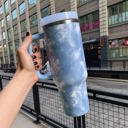 Blue Clouds Clouds 40 Oz Tumbler Stainless Steel Insulated Handle Tumbler - XL Size with Straw