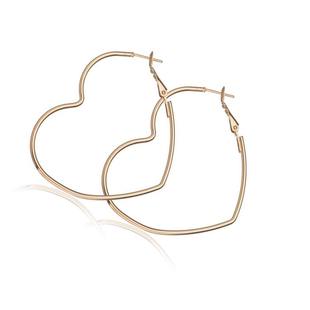 Heart Hoop Earrings Silver or Gold