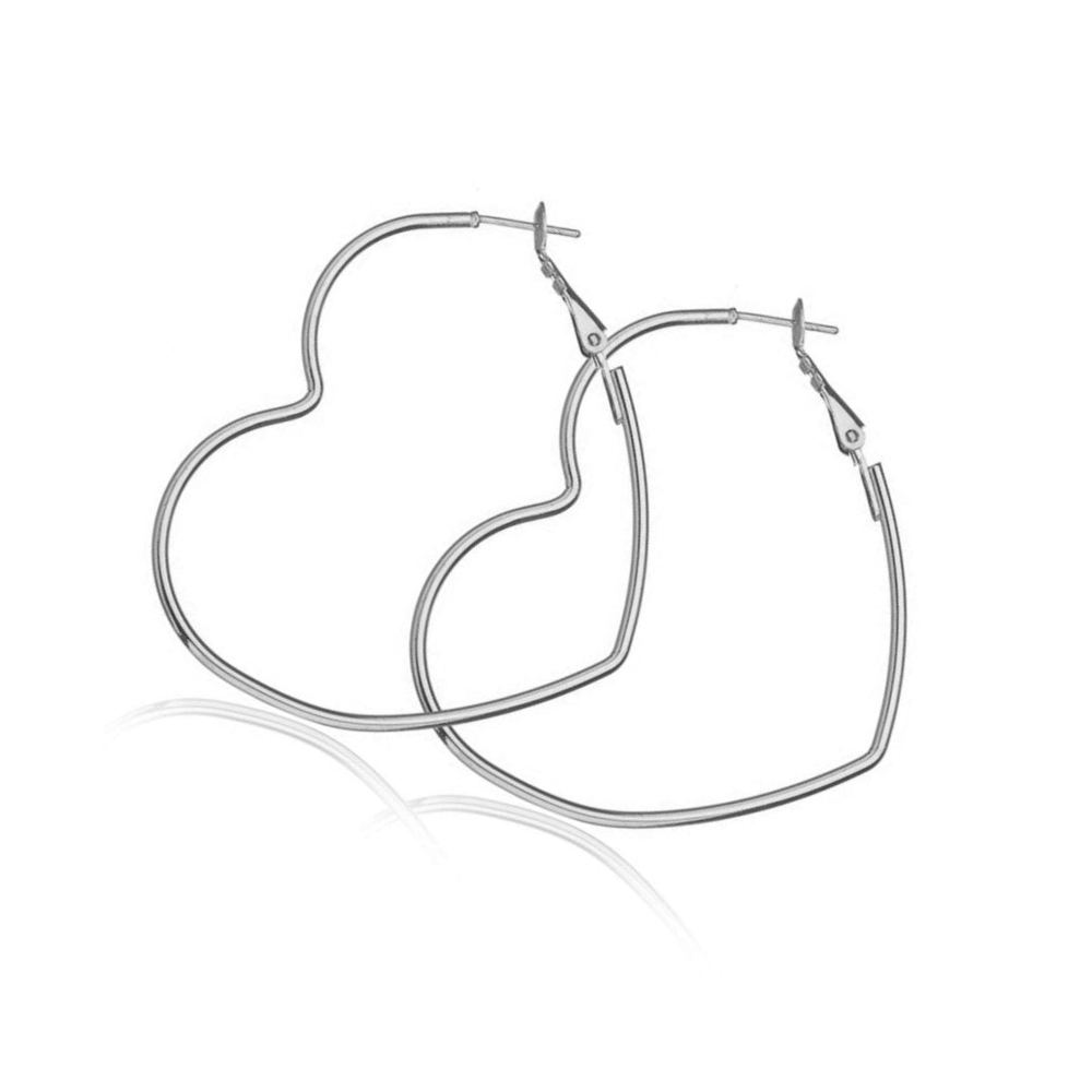 Heart Hoop Earrings Silver or Gold