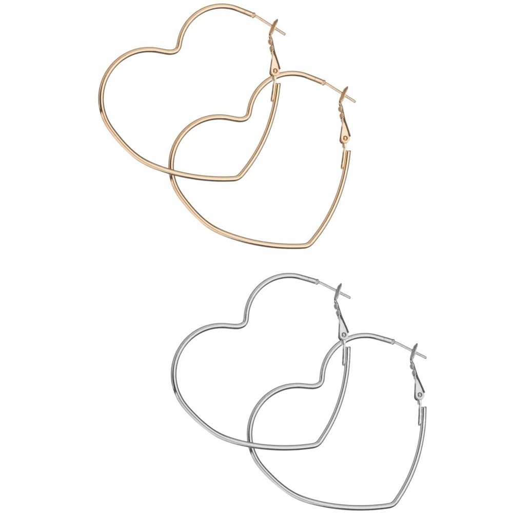 Heart Hoop Earrings Silver or Gold