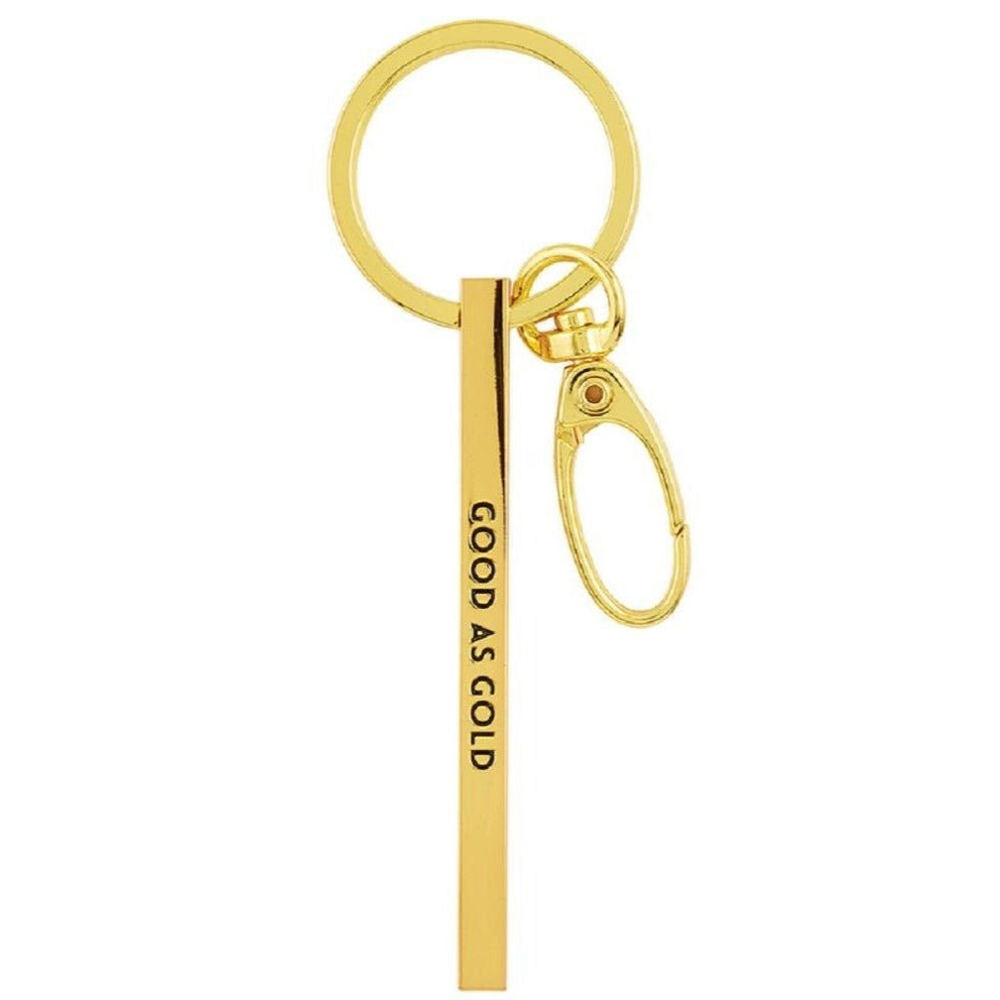 Gold Bar Skinny Keychains - Metal Quote Key Holder