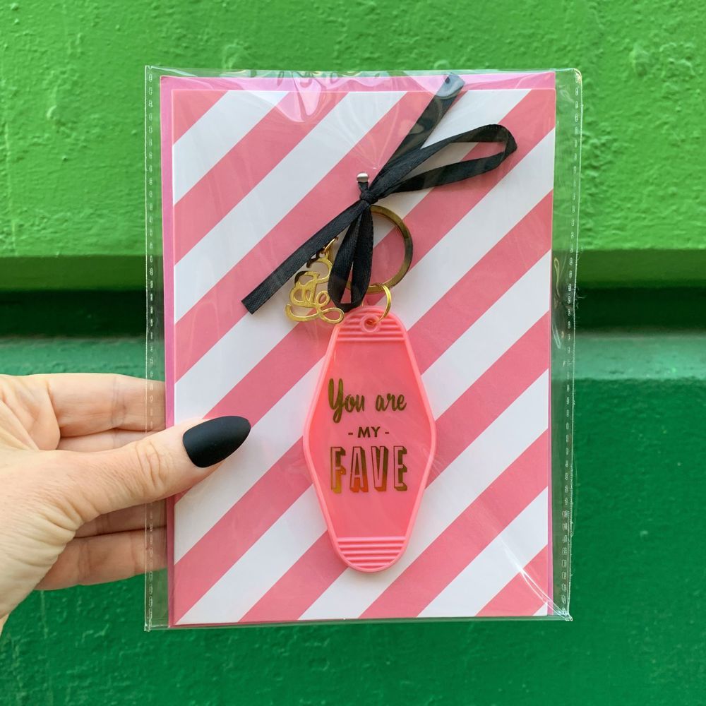 Girl to Girl Keychains on Gift Cards | Gift for Her, Motel Style Keychain, Greeting Card