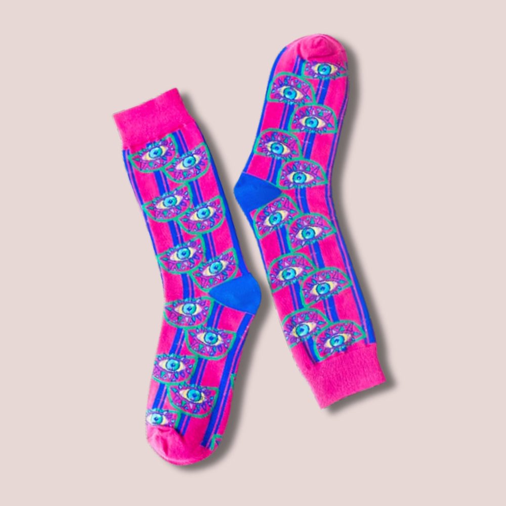 Trippy Fun Groovy Themed Socks - 80's Colorful Retro Socks