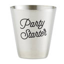 Party Starter (4 Identical Shot Glasses) Set of 4 Metal Shot Glasses in a Gift Bag - 2 Style Options - Stainless Steel Silver Mini Cups Gift Set