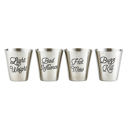 Light Weight, Bad Influence, Buzz Kill, Hot Mess Set of 4 Metal Shot Glasses in a Gift Bag - 2 Style Options - Stainless Steel Silver Mini Cups Gift Set