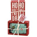 Ho Ho Holy Shit I Need A Drink Wooden Box Sign And Socks Giftable Sets