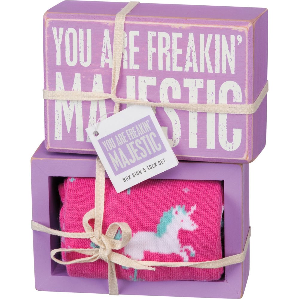 Wooden Box Sign And Socks Giftable Sets