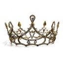 Gothic Structures Mini Crown Tiara in Antiqued Gold Crowns and Tiaras for Bridal, Prom, Costume, Formal, Gift - Adult Size Gold, Silver, Pearl Crowns and Jeweled Headbands