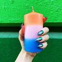 Mini Red-Pink-Blue Pillar Candle Ombre and Floral Feminine Pillar Candles | Home Gift for Her